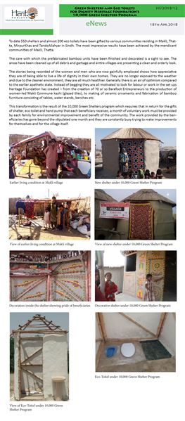 Green Shelters and Eco toilets for Dignity - Heritage Foundation’s 10,000 Green Shelters Program