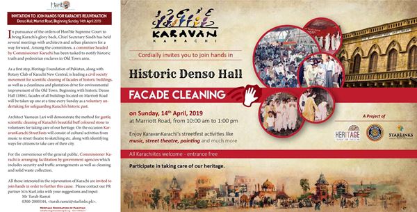 INVITATION TO JOIN HANDS FOR KARACHI'S REJUVENATION Denso Hall, Marriot Road, Beginning Sunday 14th April 2019