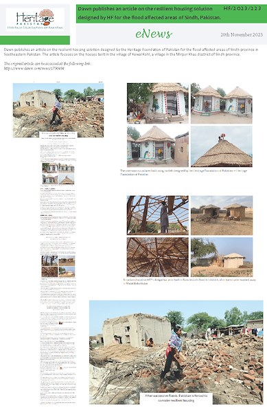 Dawn publishes an article on the resilient housing solution designed by HF for the flood affected areas of Sindh, Pakistan.