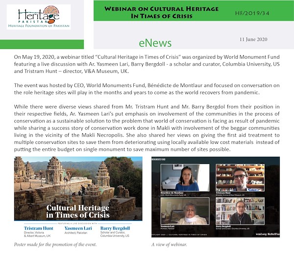 Webinar on Cultural Heritage  In Times of Crisis