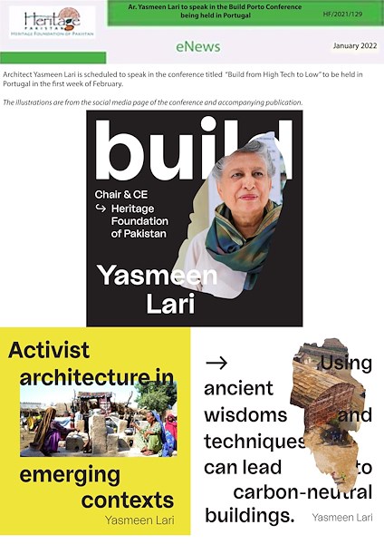 Ar. Yasmeen Lari to speak in the Build Porto Conference being held in Portugal