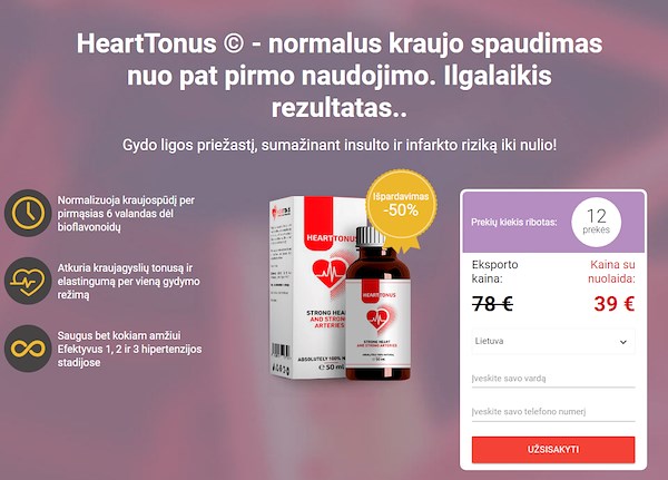 HeartTonus: padeda normalizuoti kraujospūdį natūraliu būdu! skaitykite kainą ir pasiūlymą!