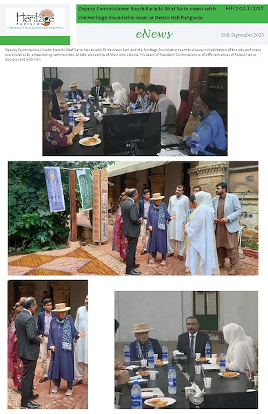 Deputy Commissioner South Karachi Altaf Sario meets with the Heritage Foundation team at Denso Hall Rahguzar.